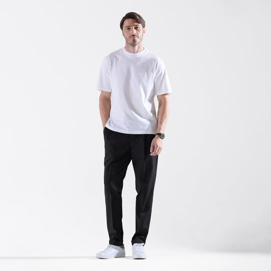 Duplex Cotton  Jersey トラベル スマートラウンジテーパードパンツ コンフォートフィット ブラック