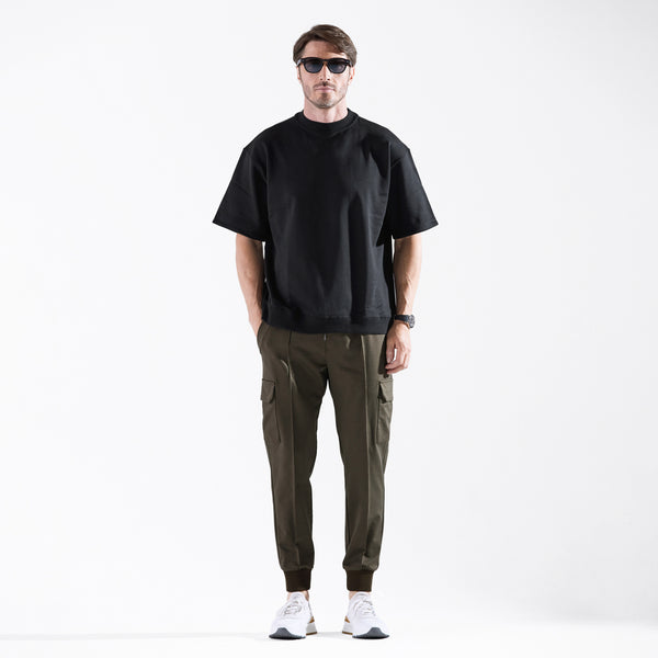 Real Silkiy Cotton フレンチテリー半袖モックスウェット ブラック