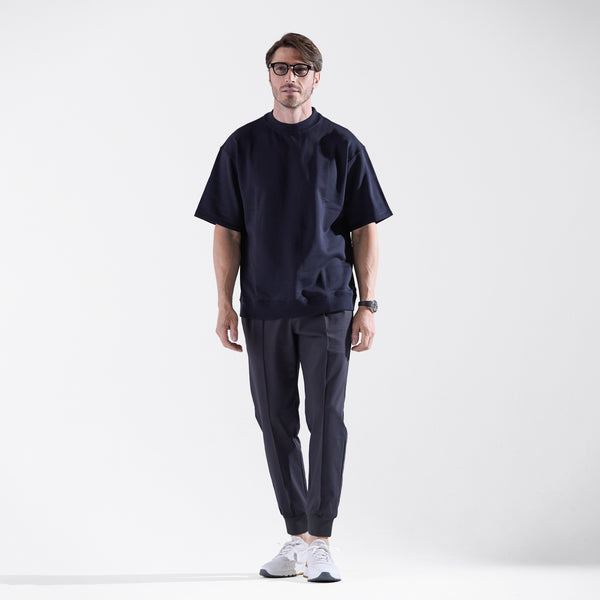 Real Silkiy Cotton フレンチテリー半袖モックスウェット コスモネイビー