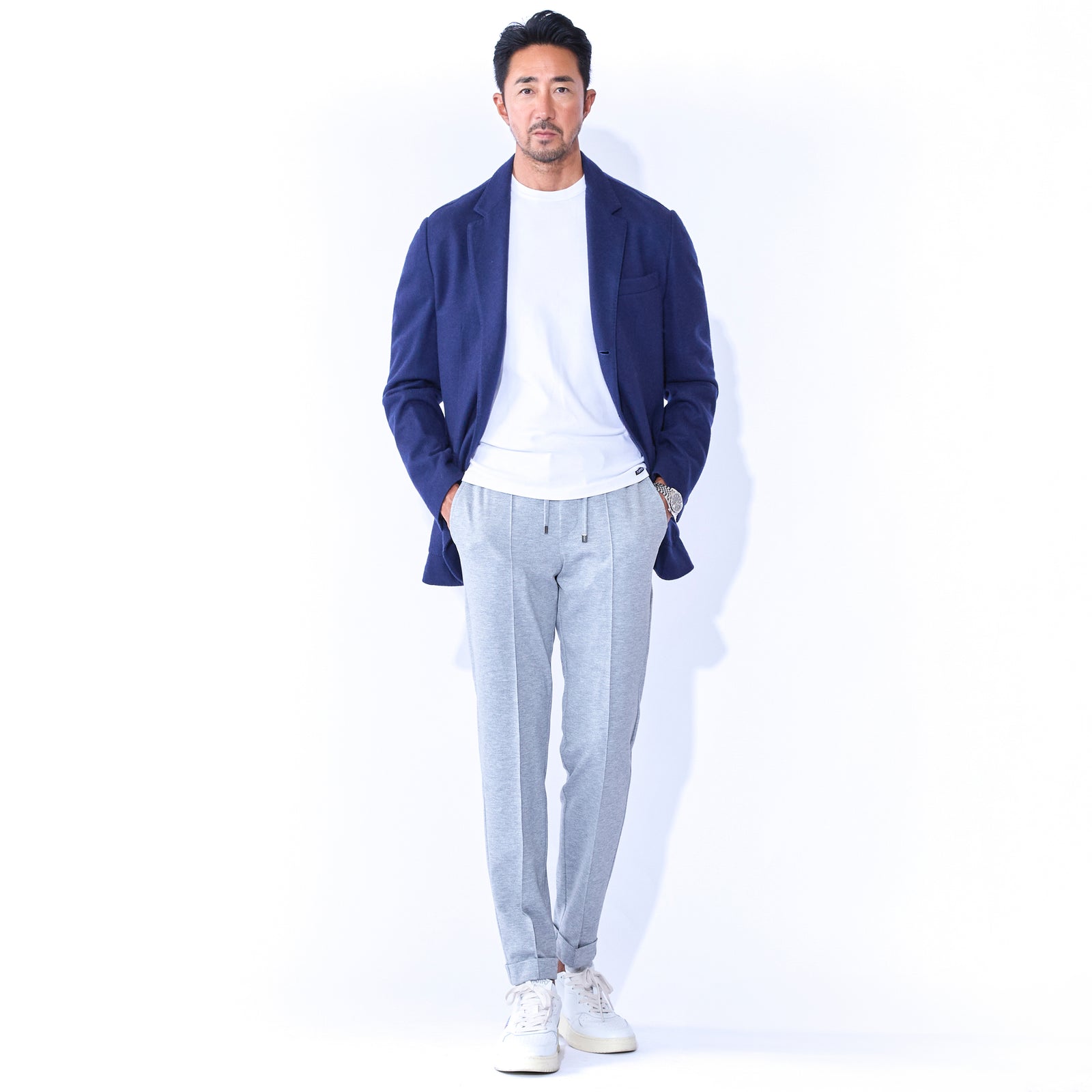 干場別注モデル】H DUE 永久クリース ジャージーパンツ グレー