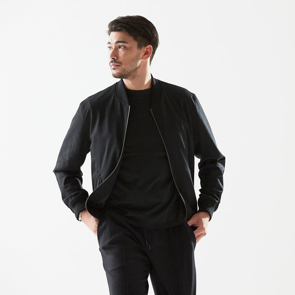 【秋冬素材】 Duplex Wool Jersey トラベルMA-1 ブラック