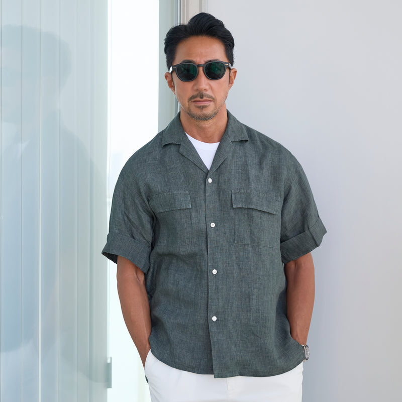 干場 × ARCODIO共同企画】Lino Moderno バイオウォッシュリネン 半袖