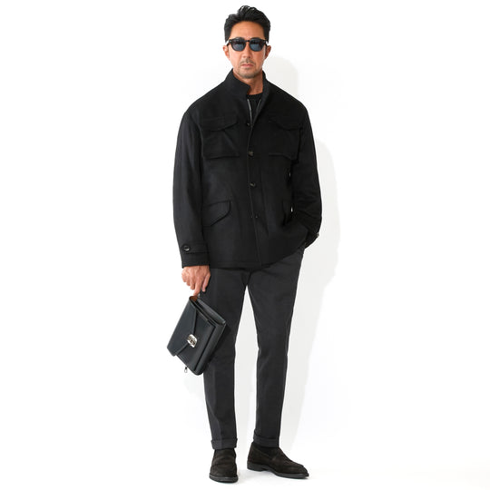 カシミヤM-65フィールドジャケット ブラック