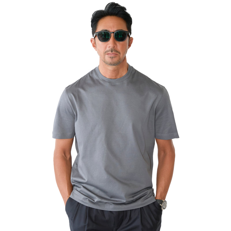 ANDMARY グレー Tシャツ トップス正規品美品 スーピマコットン ショートスリーブ クルーネックTシャツ グレー