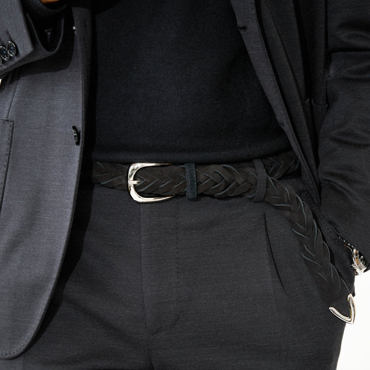 【干場別注】スウェードメッシュベルト ブラック