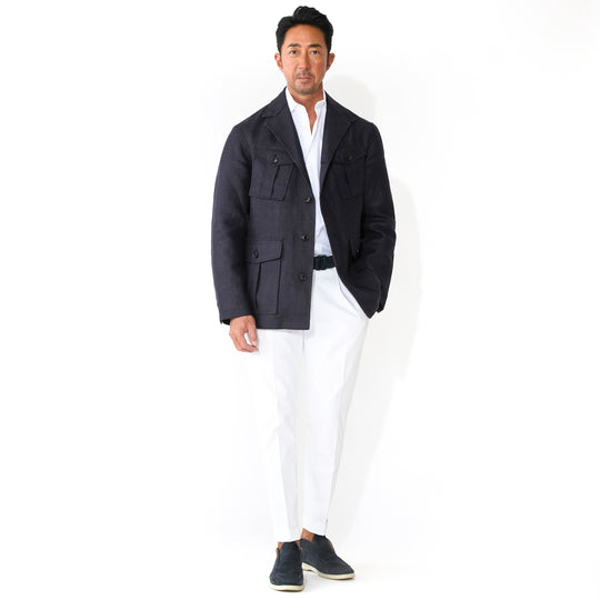 リネン フィールドジャケット ネイビー