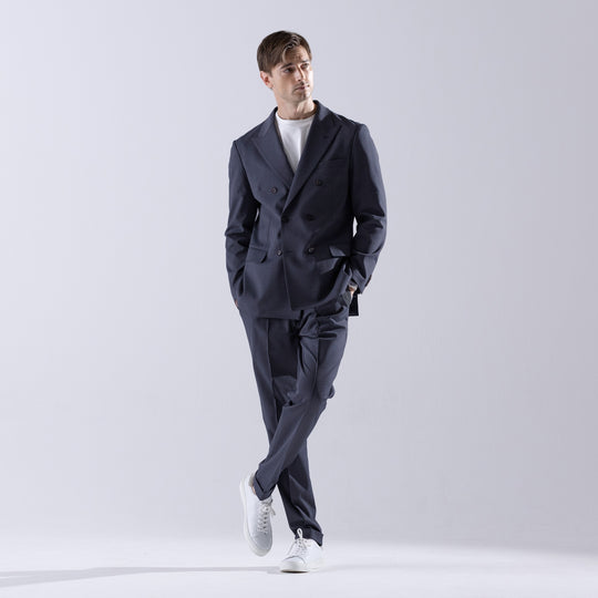 TTM02（ダブルティエム02）バーズアイ ダブル6Bトラベルジャケット ネイビー