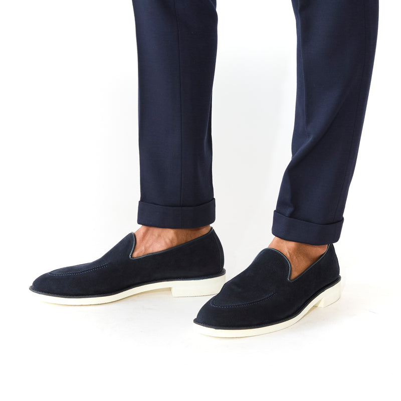 チャールズＦステッド SUPERBUCK スエード アンライニング スリッポン ネイビー