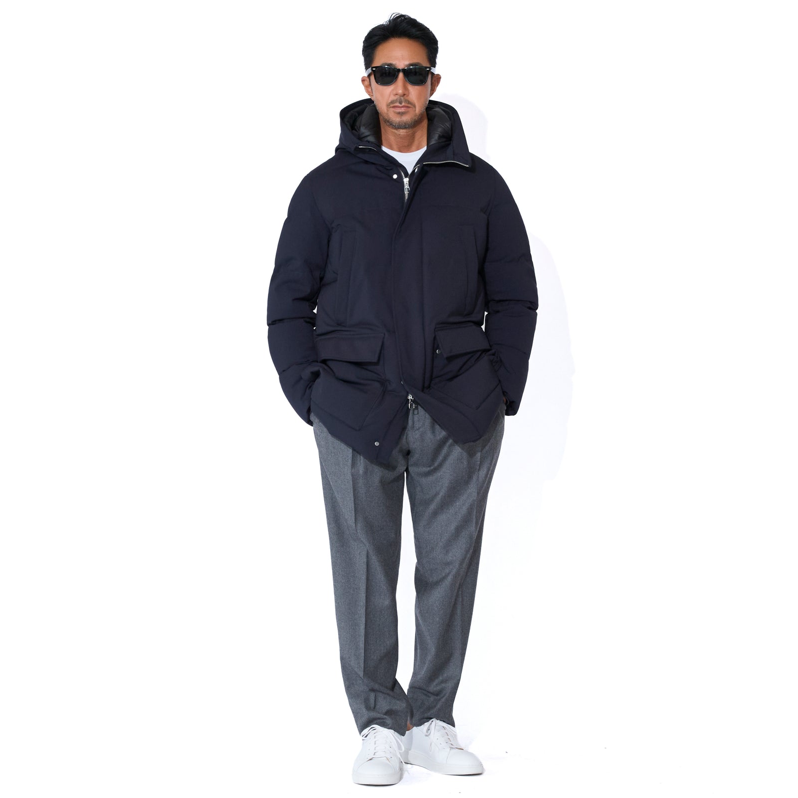 MHL フーデットダウンコート N-3B ネイビー N3B Lサイズ N3B フーデッド ダウン コート ネイビー – MINIMAL WARDROBE