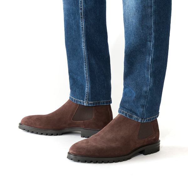 スエードチェルシーブーツ ダークブラウン