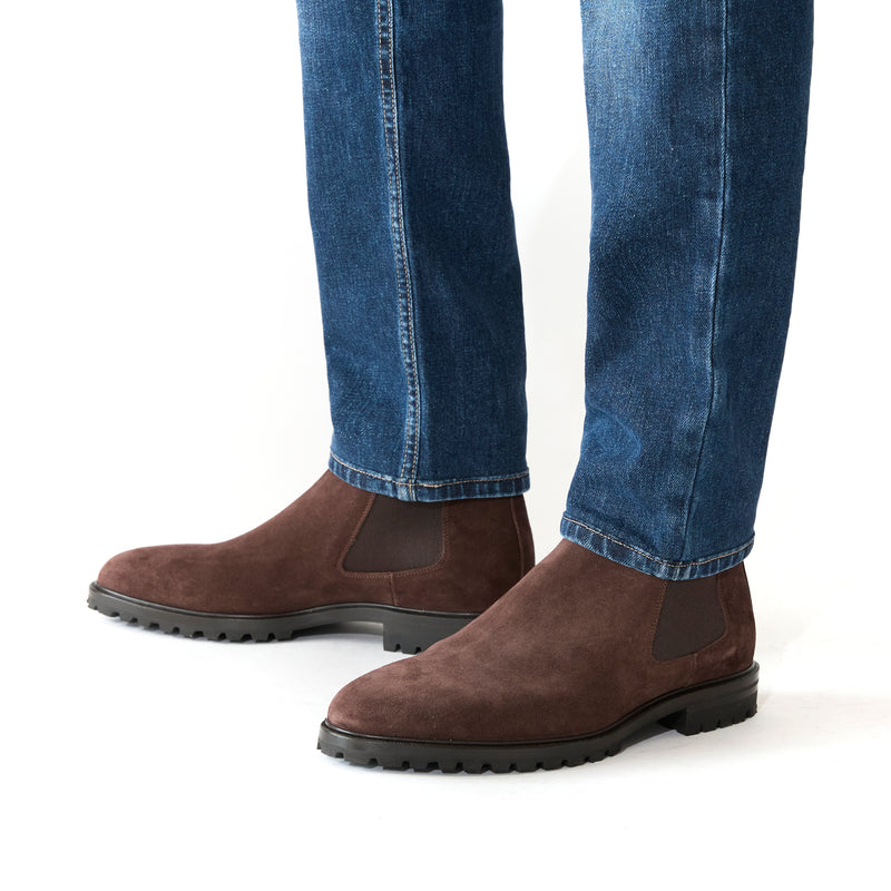 スエードチェルシーブーツ ダークブラウン