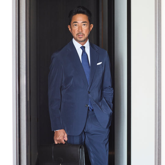 【K-3B EXECUTIVE】179_X（布帛） RICH NYLON JAPAN MADE ドレスパンツ ネイビー