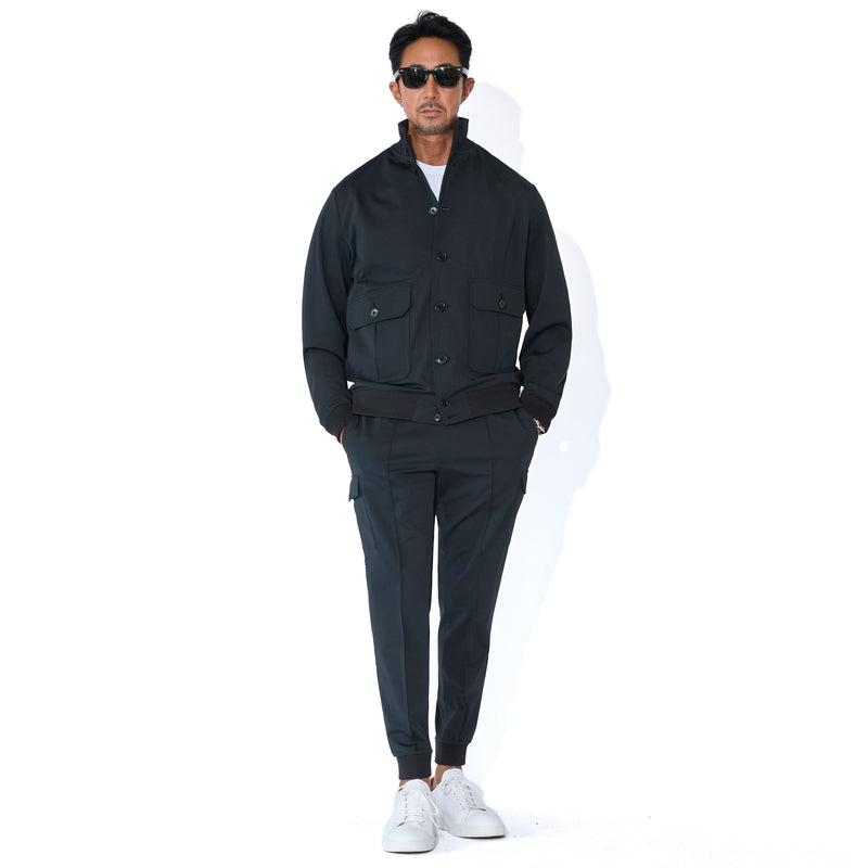 +CLOTHET マットツイスト ダブルジャージ　2 M ブラック　黒 マットツイストスタンドカラー ジャケット ブラック – MINIMAL WARDROBE