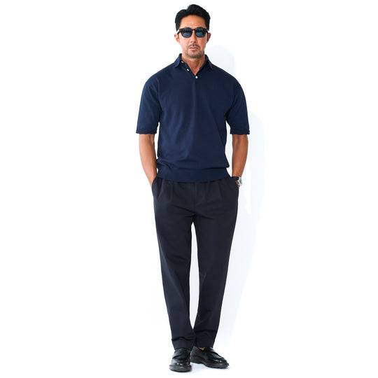 【干場義雅×DRESSTERIOR】ニットポロシャツ ネイビー