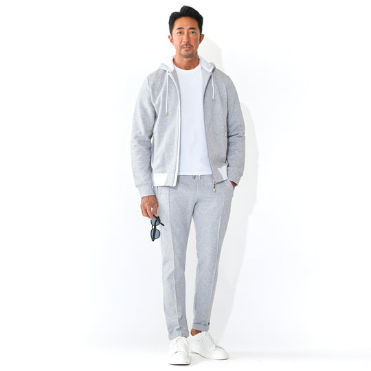 永久クリース パンツ コットン グレー/ホワイト