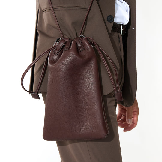【干場別注】Coulisse 巾着袋 サドルレザー ブラウン
