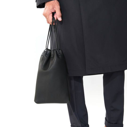 Coulisse 巾着袋 サドルレザー ブラック