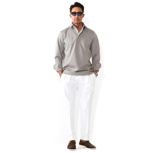 GINO 7ozコンパクトヤーンストレッチジャージー プルオーバーシャツ グレー