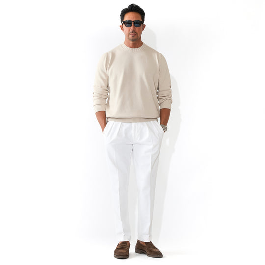 8G ソフトコットン リブ クルーネック L/SLV ベージュ