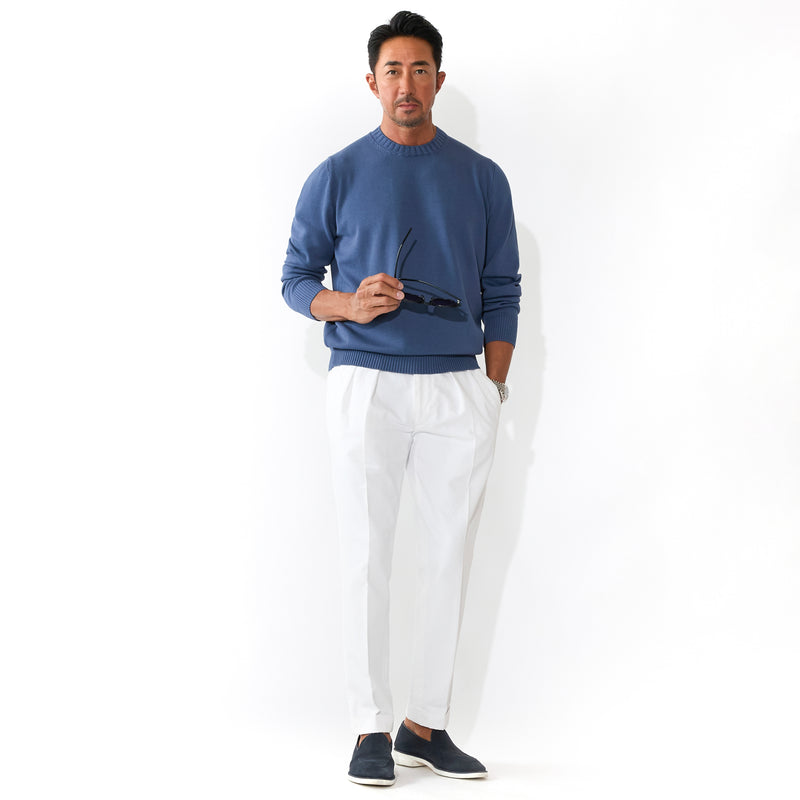 8G ソフトコットン リブ クルーネック L/SLV ブルー – MINIMAL WARDROBE