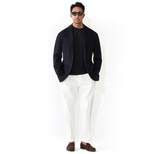 26SS PORTOBELLO コットン ツープリーツ ワイドテーパードパンツ ホワイト