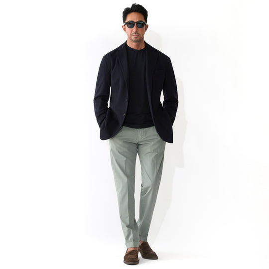 26SS BG07 コットン ストレッチ ワンプリーツ テーパードパンツ ライトグリーン