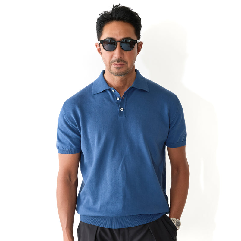 イタリア製コットンニット 半袖ポロ コバルトブルー – MINIMAL WARDROBE