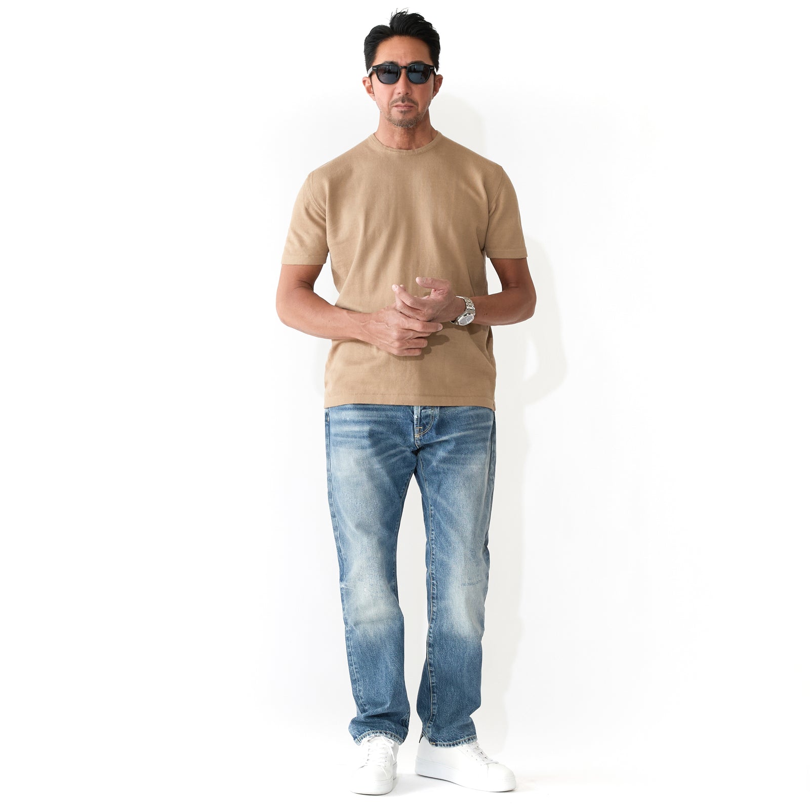 イタリア製コットンニット 半袖クルーネック キャメル – MINIMAL WARDROBE