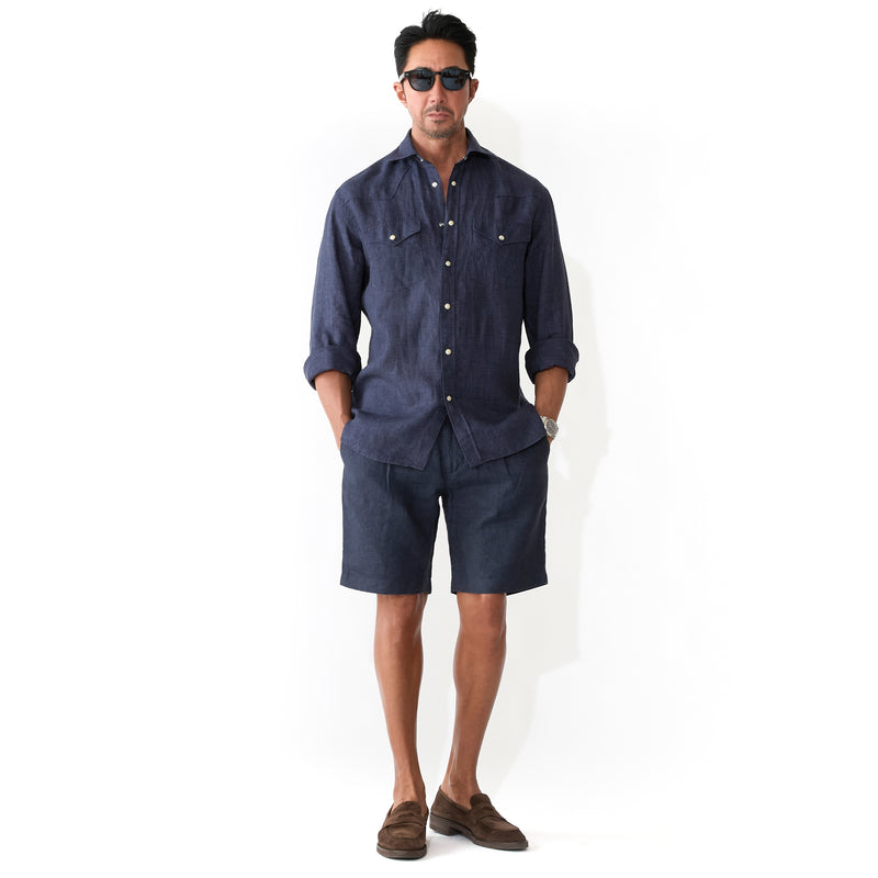 リネンショートパンツ ネイビー – MINIMAL WARDROBE