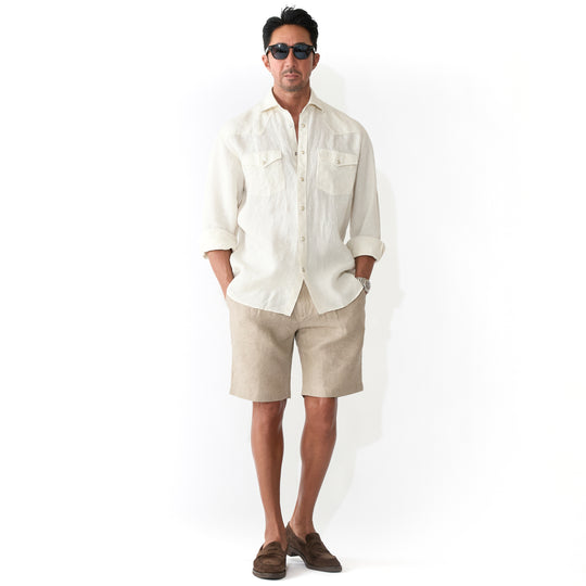 【干場 × ARCODIO共同企画】GINO Lino Moderno Collection  バイオウォッシュリネンウェスタン エクリュ