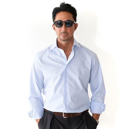 干場義雅 完全監修 GINO 3Functionsブロードストライプ サックスブルー