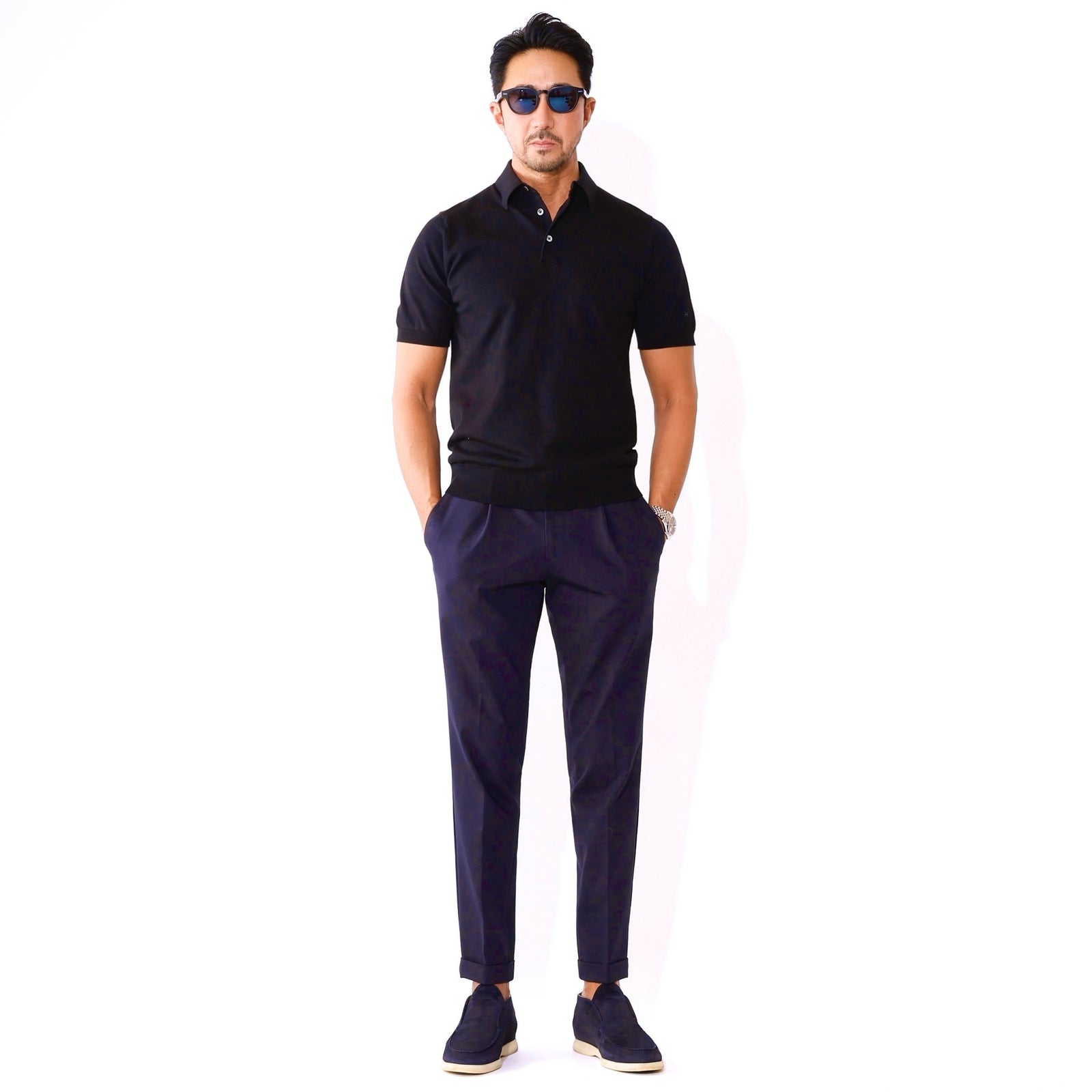 干場義雅MOVB Duplex Cotton Jersey セットアップネイビー 海外出張に手放せない「Duplex Cotton Jersey」セットアップ – MOVB