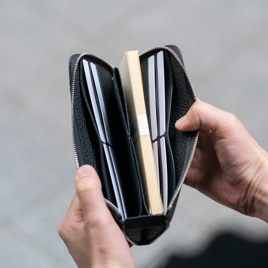 トリヨン・モーリス L字 ロングジップウォレット ブラック