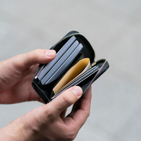 トリヨン・モーリス L字 ジップウォレット ブラック