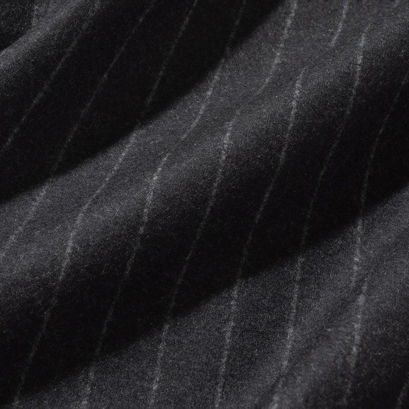 Platinum14.5 Merino Compressed jersey Banker Stripe サイドギャザースリムテーパードスラックス ネイビー