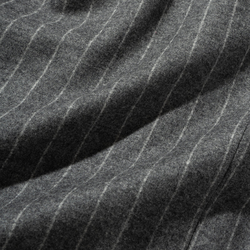 Platinum14.5 Merino Compressed jersey Banker Stripe サイドギャザースリムテーパードスラックス グレー