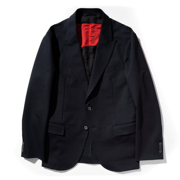 Duplex Cotton Jersey シングル2Bピークド・トラベルジャケット ブラック