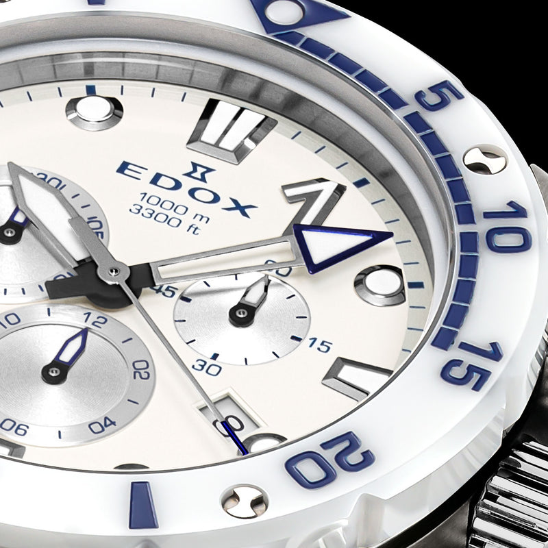エドックス クロノオフショア1 ホワイト ラバー - 腕時計
