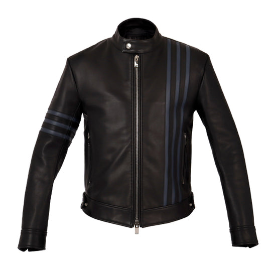 F0 RACING シングルライダース カウレザー ブラック×ネイビー