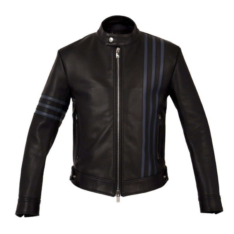 F0 RACING シングルライダース カウレザー ブラック×ネイビー