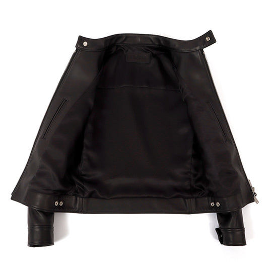 F0 RACING シングルライダース カウレザー ブラック×ネイビー