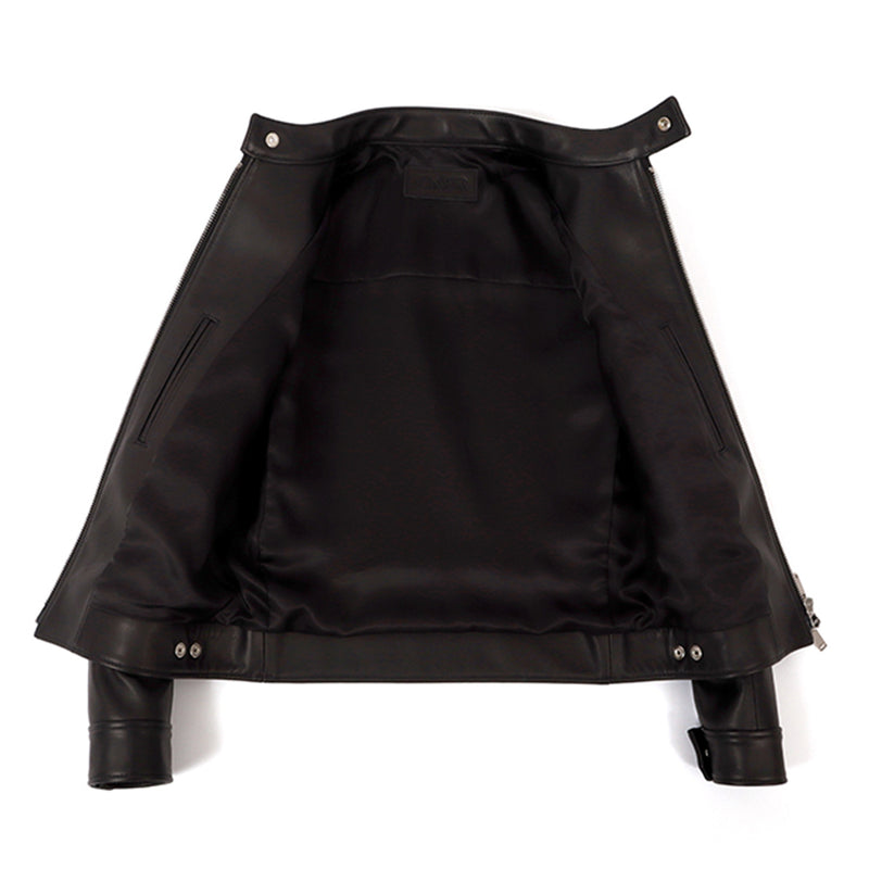 F0 RACING シングルライダース カウレザー ブラック×ネイビー