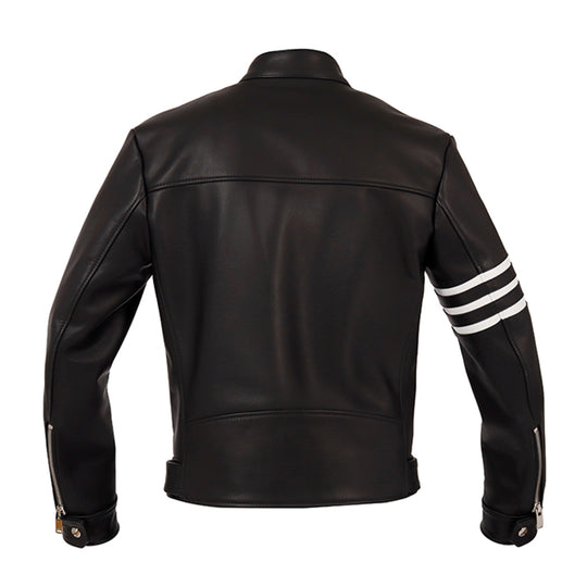 F0 RACING シングルライダース カウレザー ブラック×ホワイト