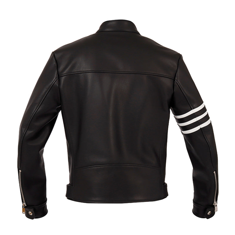 F0 RACING シングルライダース カウレザー ブラック×ホワイト