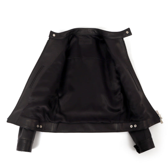 F0 RACING シングルライダース カウレザー ブラック×ホワイト