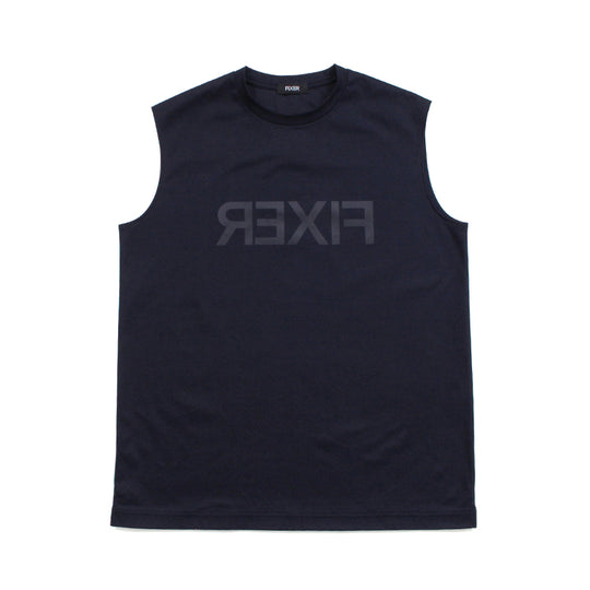 リバースプリント ノースリーブ Tシャツ Navy