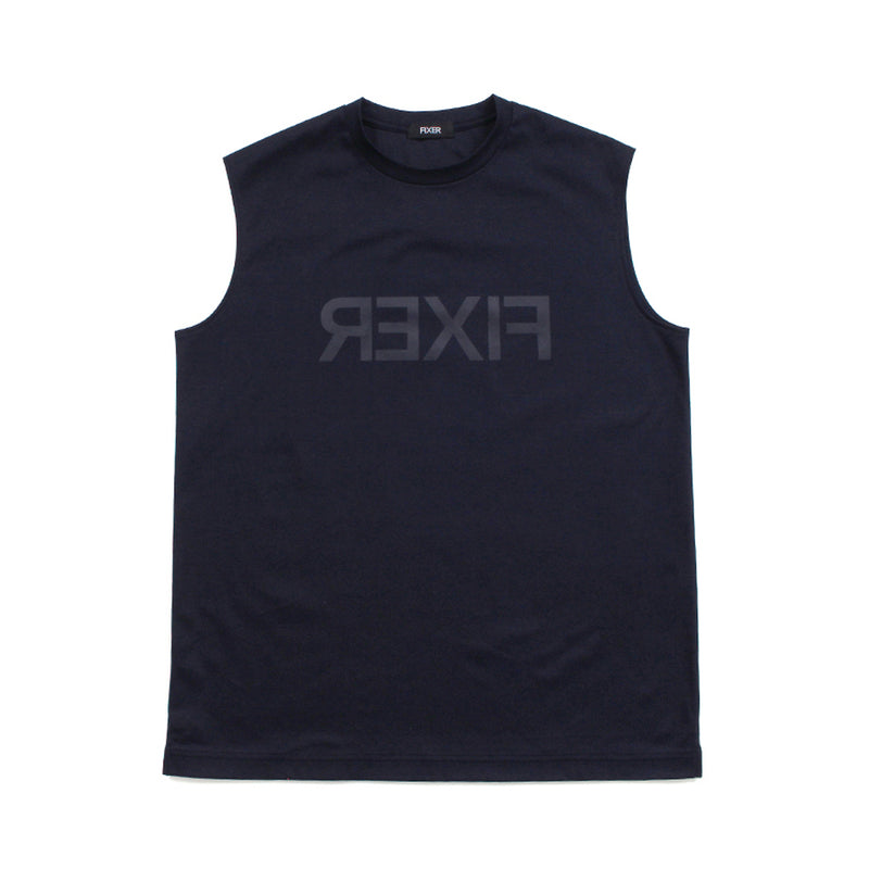 リバースプリント ノースリーブ Tシャツ Navy