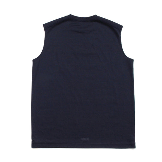 リバースプリント ノースリーブ Tシャツ Navy