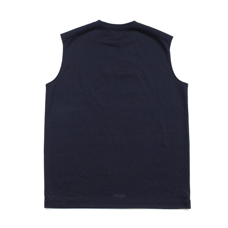 リバースプリント ノースリーブ Tシャツ Navy