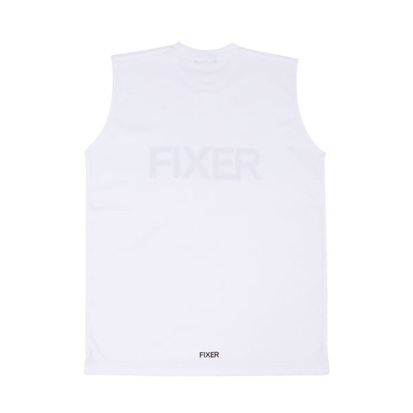 【干場愛用】 リバースプリント ノースリーブ Tシャツ WHITE